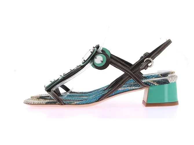 MIU MIU Sandalias T.UE 37 Cuero Verde 