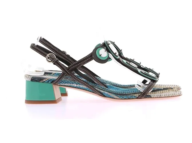 MIU MIU Sandalias T.UE 37 Cuero Verde 