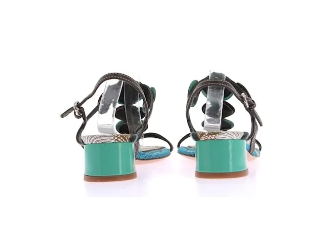 MIU MIU Sandalias T.UE 37 Cuero Verde 