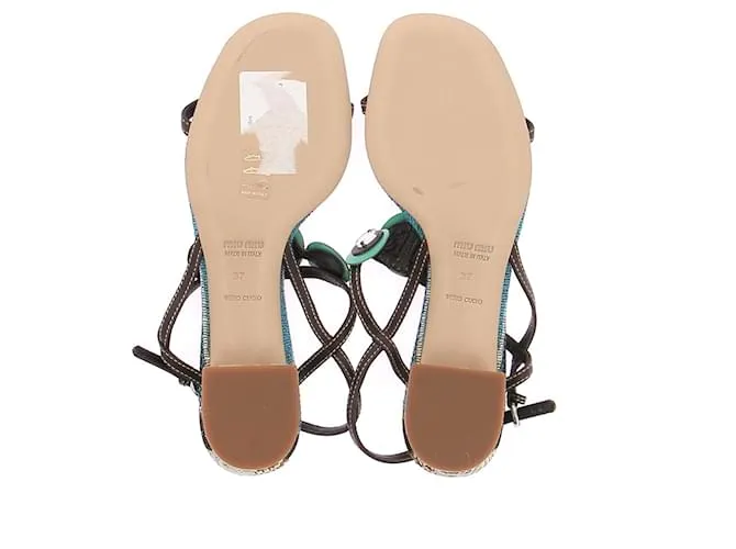 MIU MIU Sandalias T.UE 37 Cuero Verde 