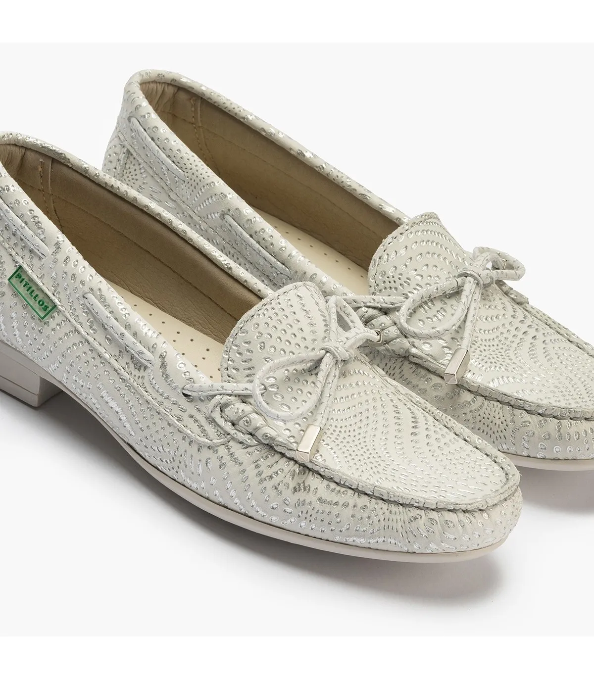 Mocasines de mujer con adorno de lazo y tacón PLATA