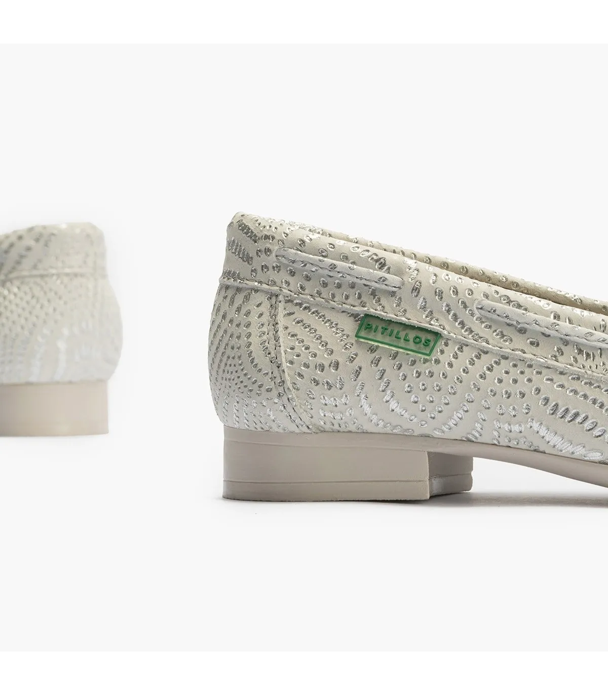 Mocasines de mujer con adorno de lazo y tacón PLATA