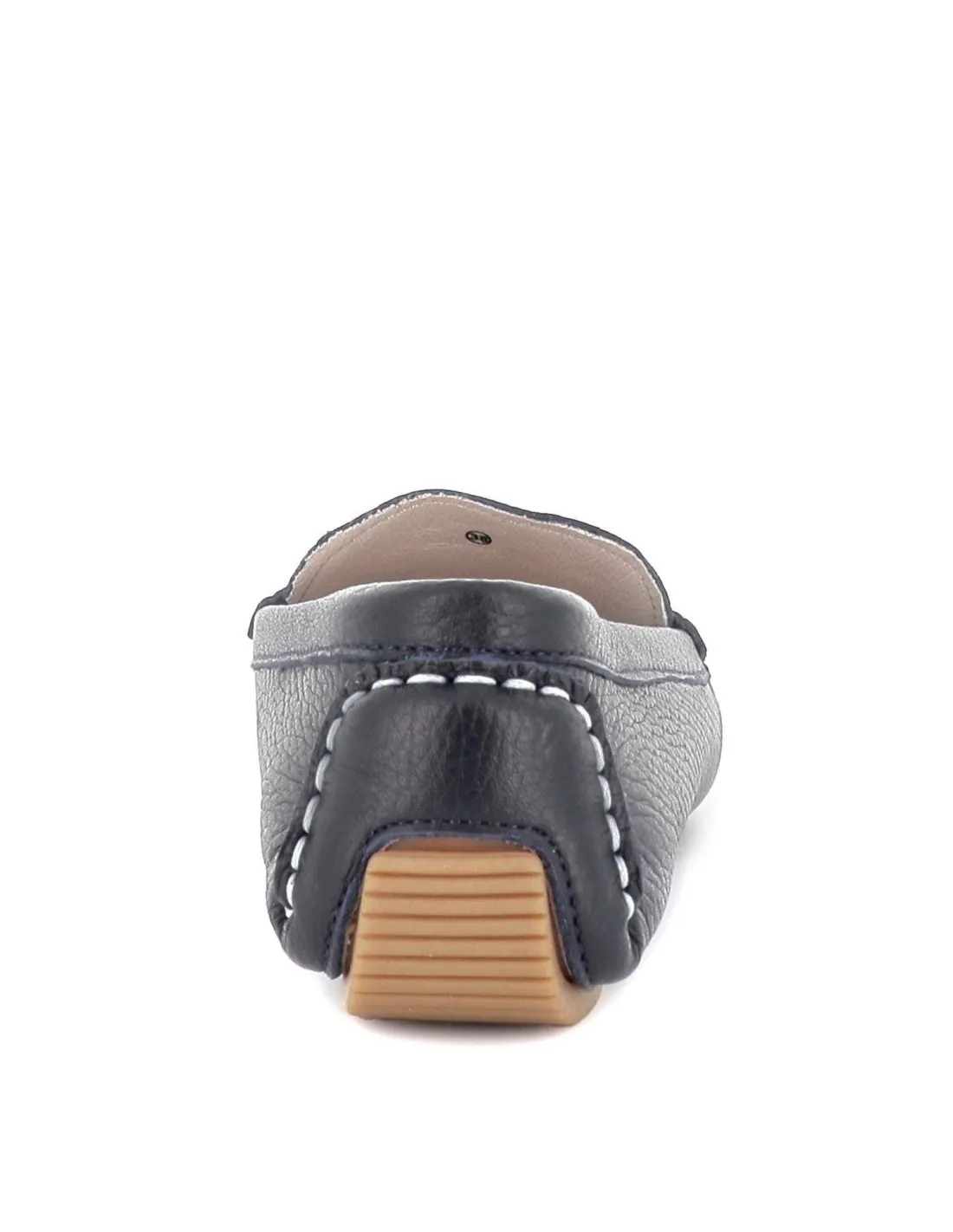 Mocasín conductor plano con suela de tacos de piel mujer azul Wave Shoes