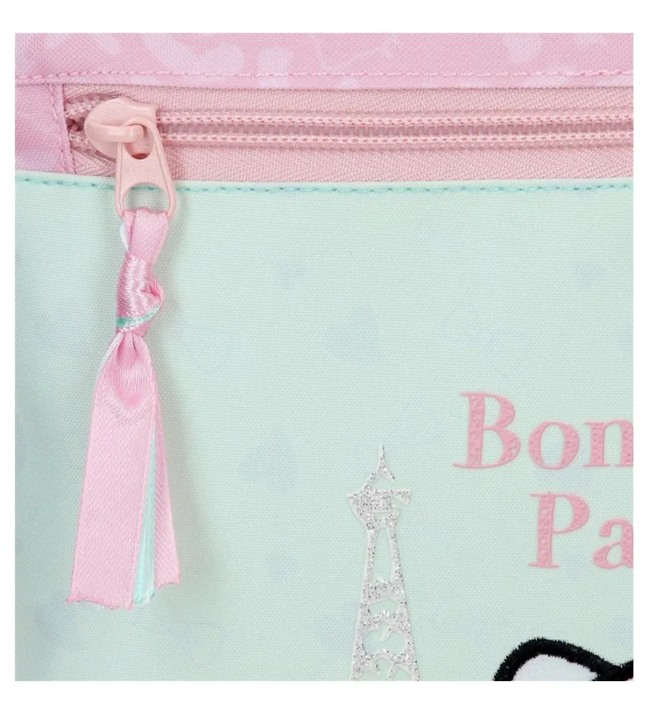 MOCHILA ESCOLAR HELLO KITTY PARIS TURQUESA 30X38X12CM