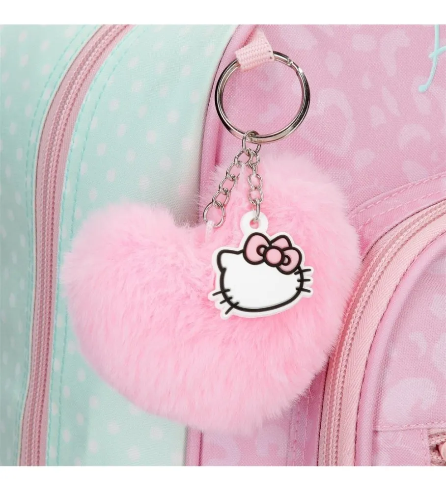 MOCHILA ESCOLAR HELLO KITTY PARIS TURQUESA 30X38X12CM