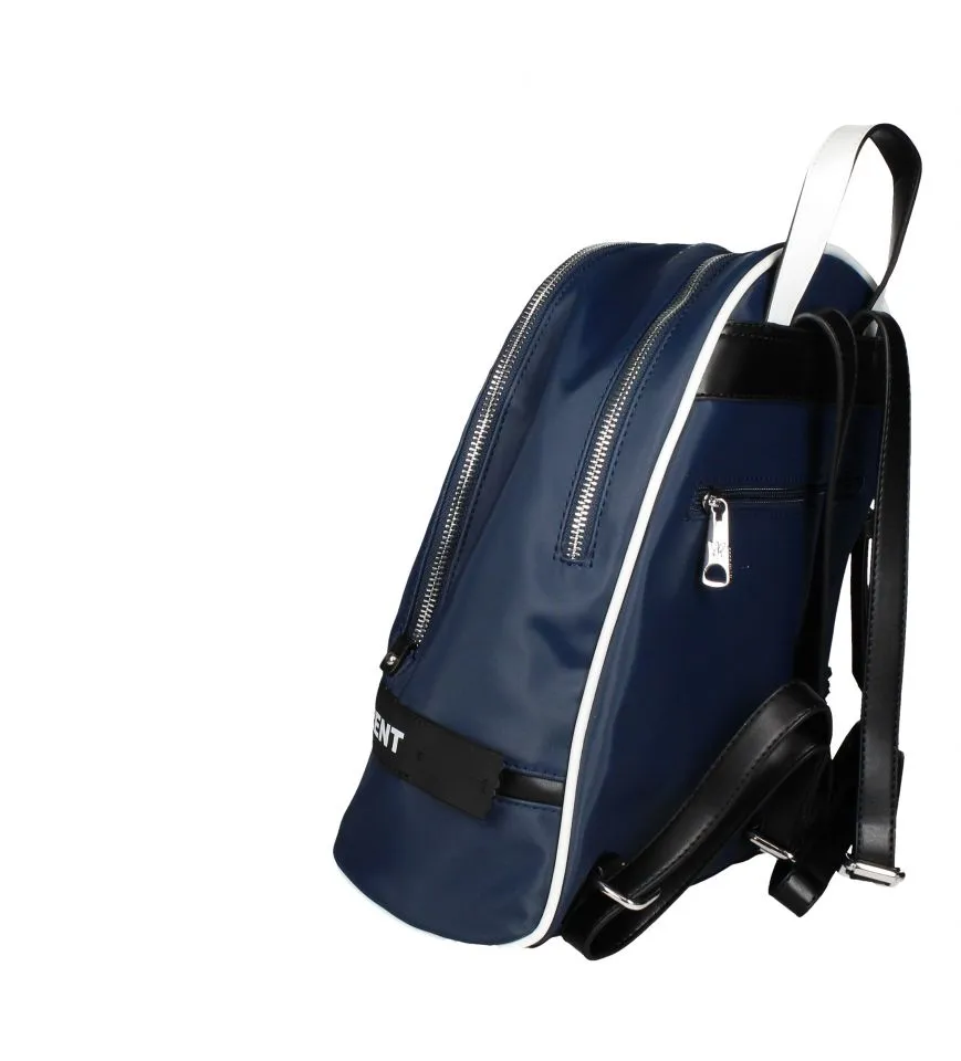 Mochila Nylon Azul Letras Detalles y Borla Blanca