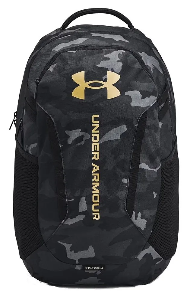 MOCHILA UNDER ARMOUR HUSTLE 6.0  BLACK/METALLIC GOLD