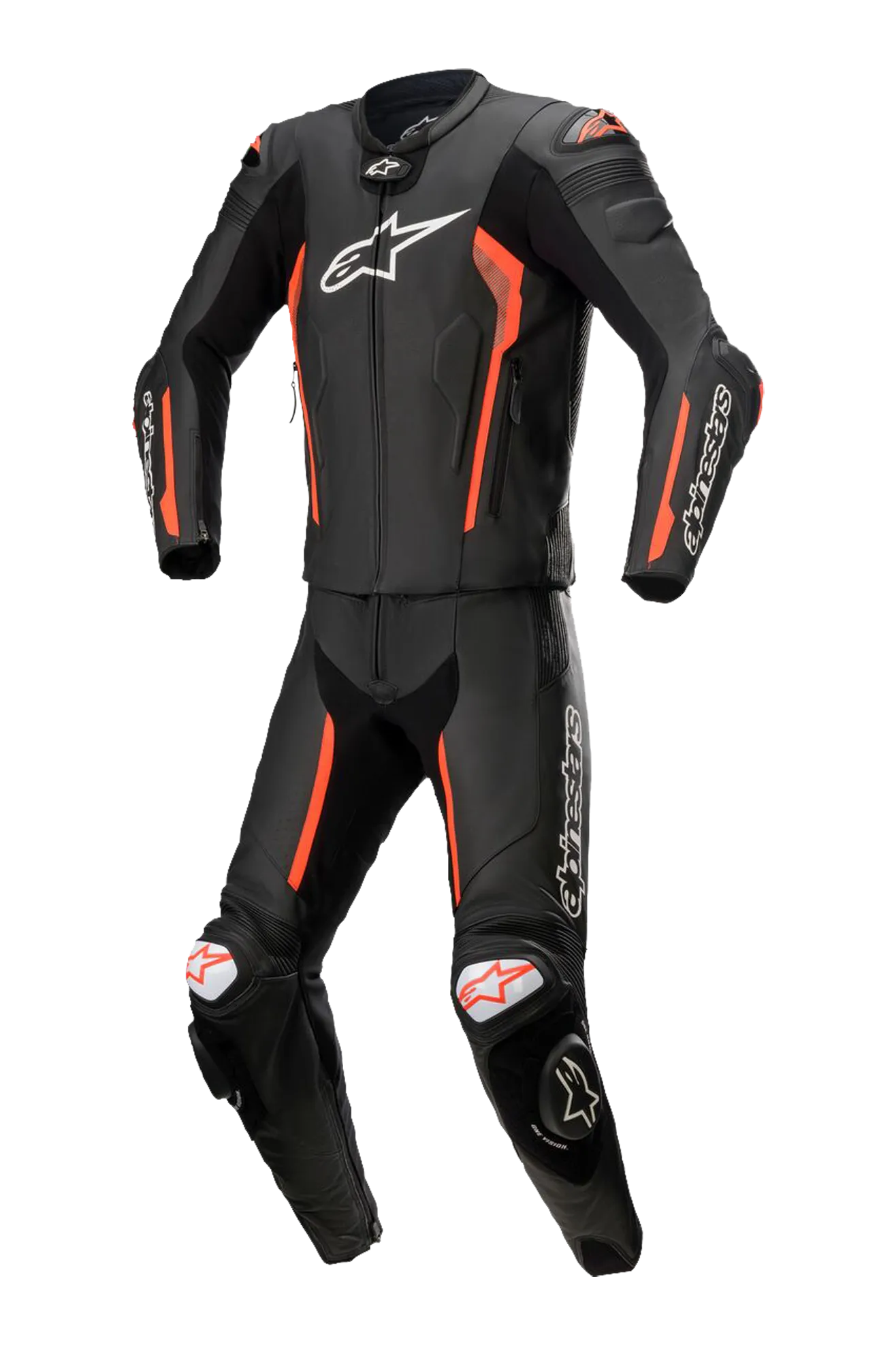 MONO DE CUERO ALPINESTARS MISSILE V2 2 PIEZAS NEGROROJO FLUO