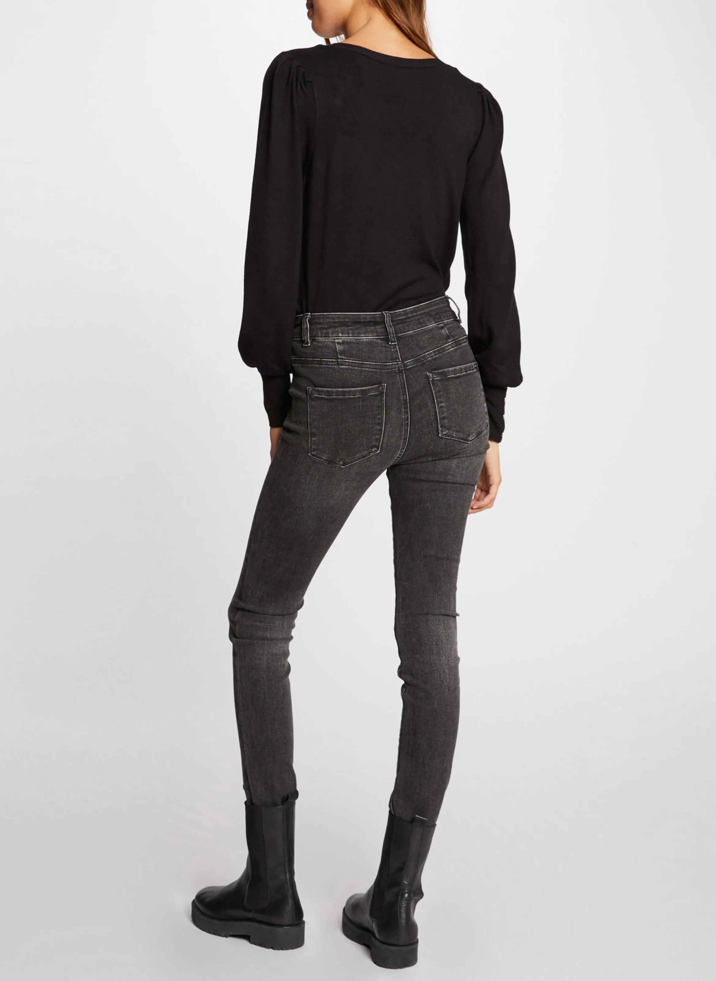 MORGAN MOTEUR  JERSEY DE MEZCLA CON CUELLO EN V EN NEGRO