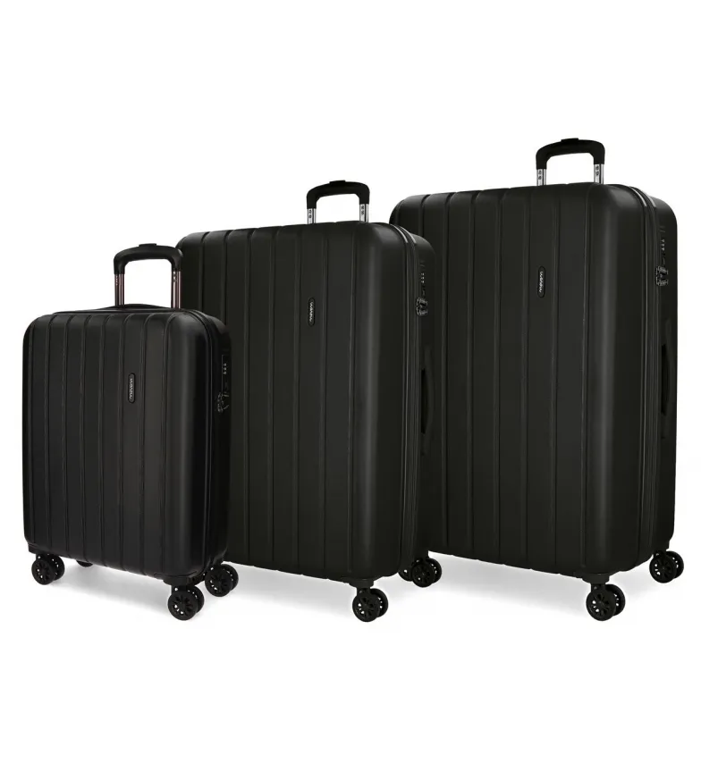 MOVOM JUEGO DE MALETAS MOVOM WOOD RÍGIDO NEGRO 40X55X20CM / 45X65X28CM / 52X75X33CM