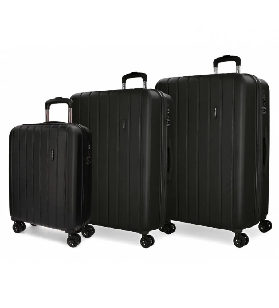 MOVOM JUEGO DE MALETAS MOVOM WOOD RÍGIDO NEGRO 40X55X20CM / 45X65X28CM / 52X75X33CM