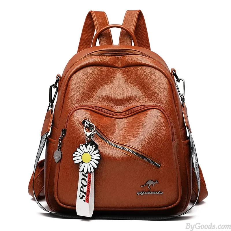 MULTIFUNCTIONAL DIAGONAL ZIPPER SATCHEL BAGS CASUAL DAYPACK NURSE BAG WORK PU LEATHER COLLEGE BACKPACK