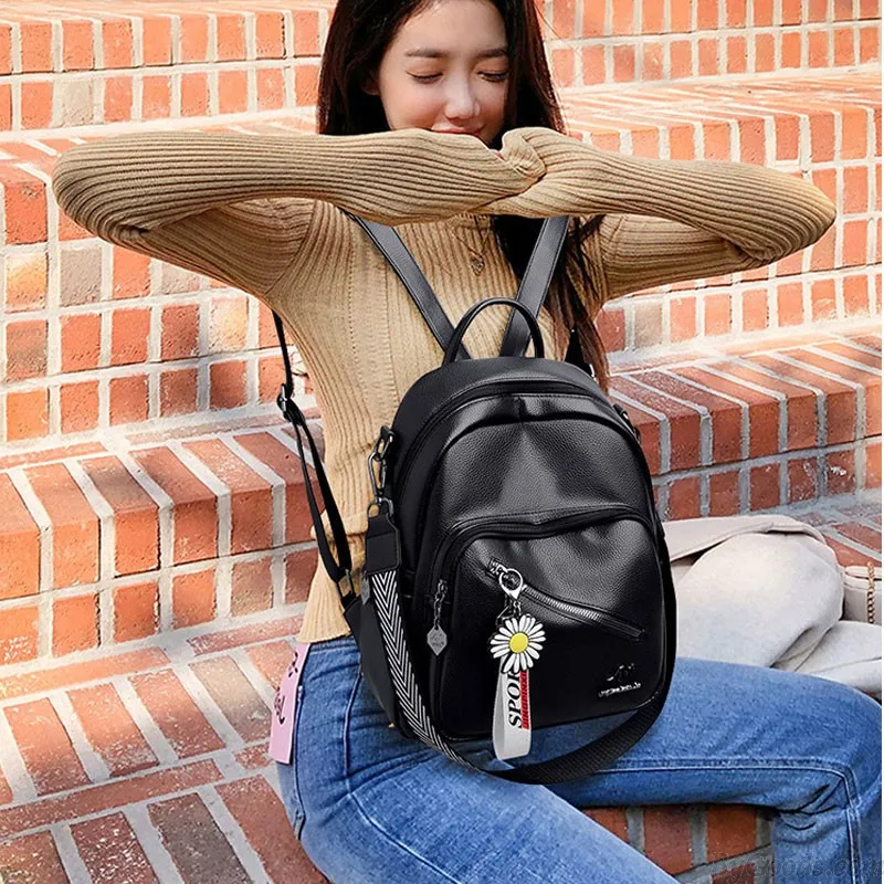 MULTIFUNCTIONAL DIAGONAL ZIPPER SATCHEL BAGS CASUAL DAYPACK NURSE BAG WORK PU LEATHER COLLEGE BACKPACK