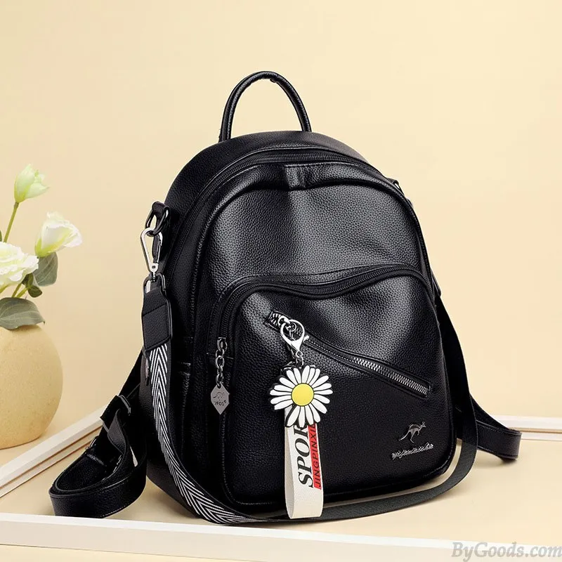MULTIFUNCTIONAL DIAGONAL ZIPPER SATCHEL BAGS CASUAL DAYPACK NURSE BAG WORK PU LEATHER COLLEGE BACKPACK