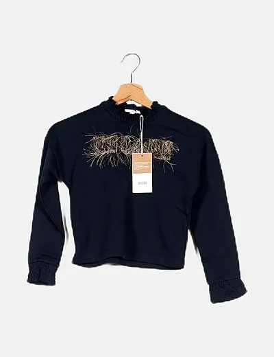 Name it Sudadera azul marino detalle flecos