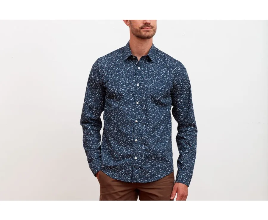 NAVY SHIRT WITH BLUE PATTERN PRINT  MÉDÉRIC