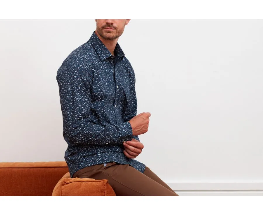 NAVY SHIRT WITH BLUE PATTERN PRINT  MÉDÉRIC