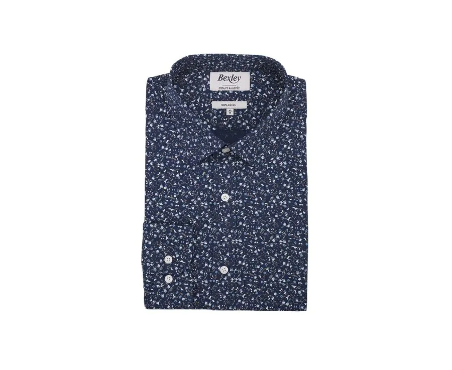 NAVY SHIRT WITH BLUE PATTERN PRINT  MÉDÉRIC