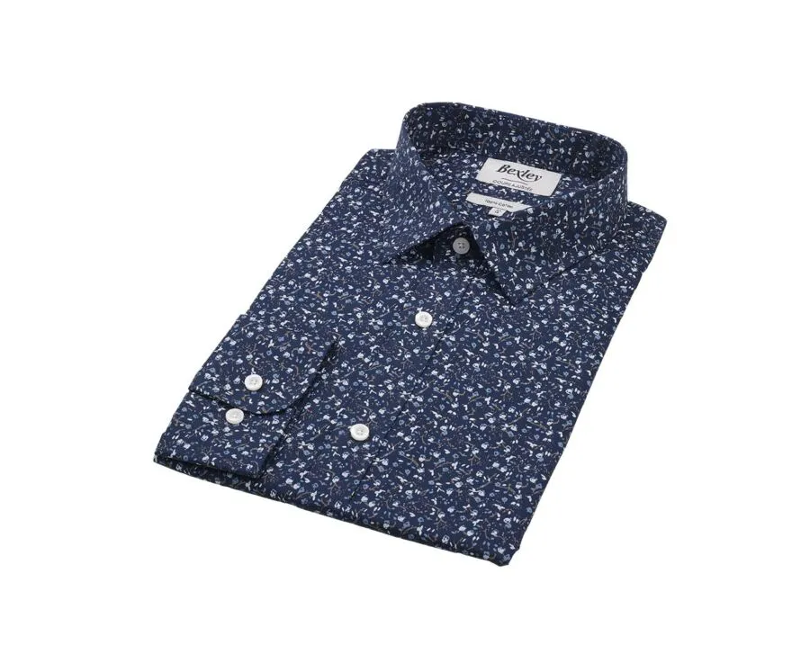 NAVY SHIRT WITH BLUE PATTERN PRINT  MÉDÉRIC