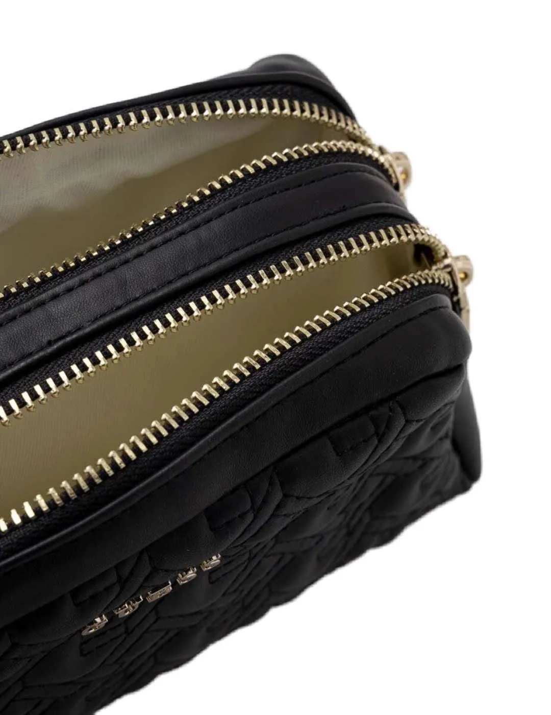Neceser Guess negro doble cierre de cremallera para mujer