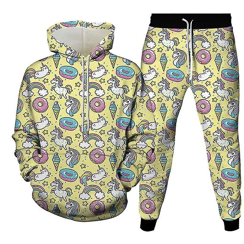 New Doughnut Printed Hoodie Suit for Adults
