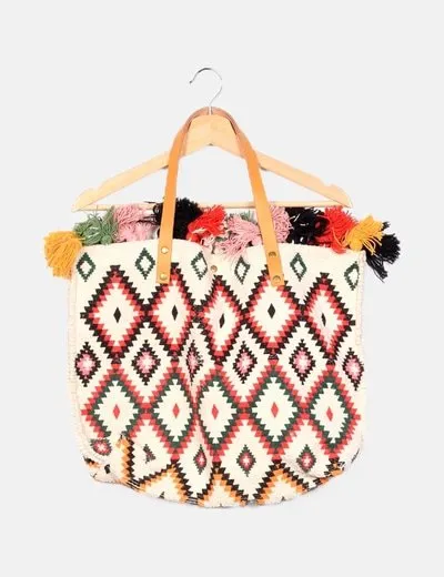 NoName Bolso étnico pompones