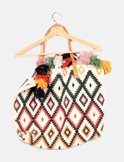 NoName Bolso étnico pompones