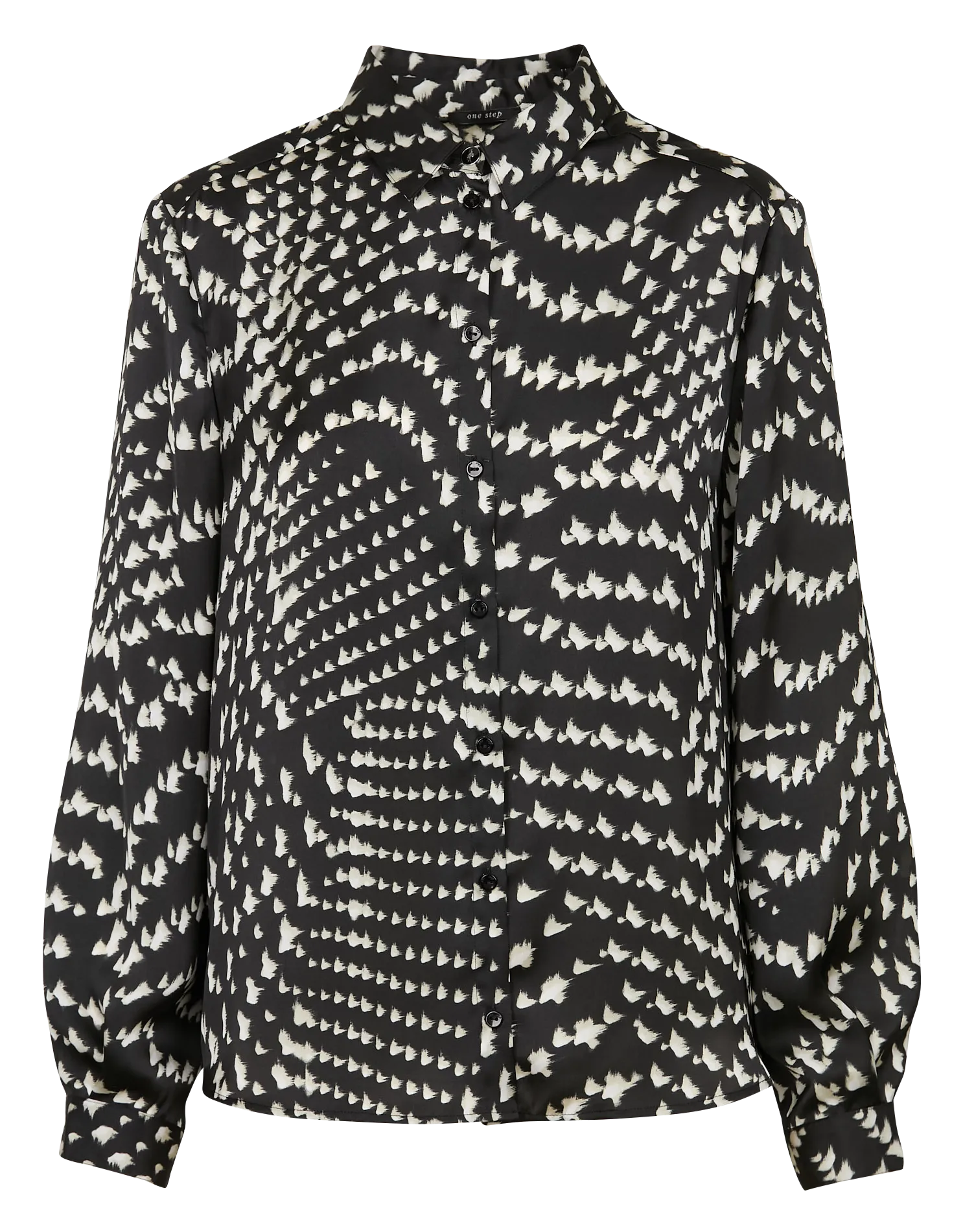 ONE STEP COMO  CAMISA CON CUELLO CLáSICO ESTAMPADO EN NEGRO