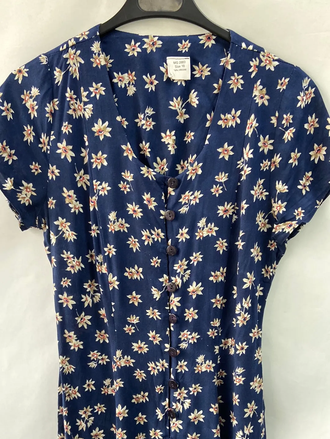 OTRAS.Vestido midi azul abotonado T.10(m)
