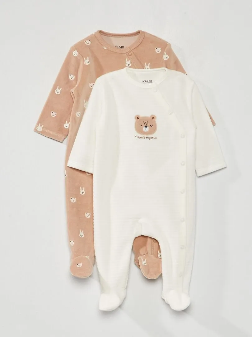 PACK DE 2 PIJAMAS DE TERCIOPELO  2 PIEZAS  MARRON