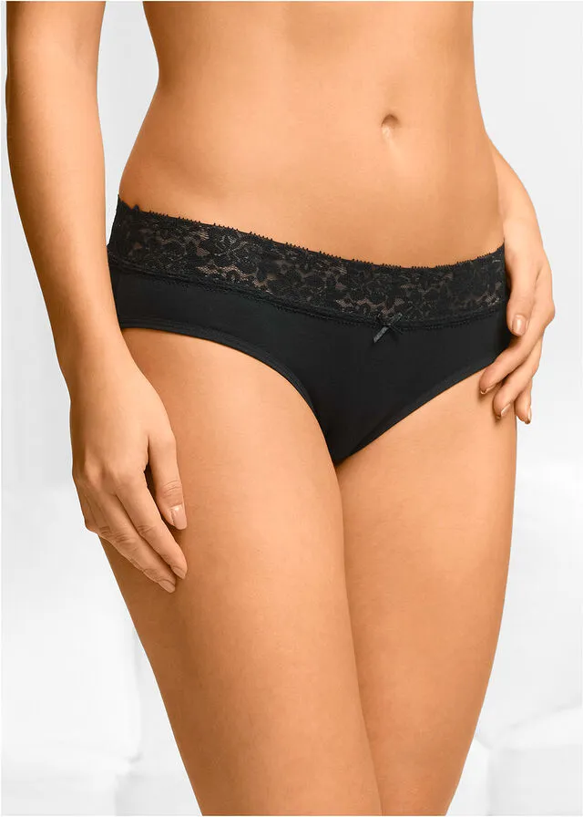 PACK DE 5 BRAGAS CON DETALLE DE ENCAJE NEGROBLANCOROJO