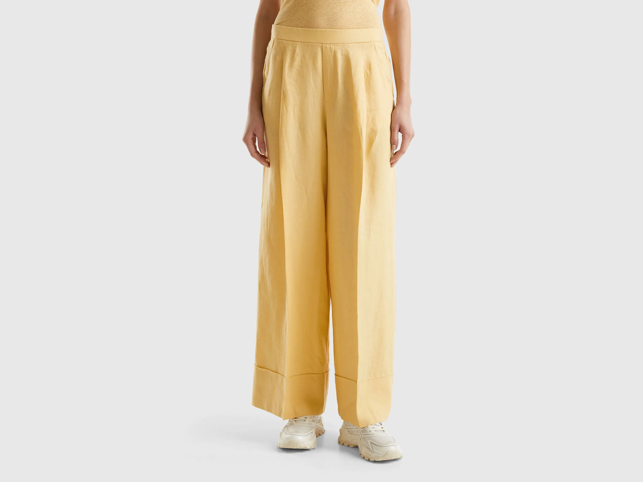 Pantalón palazzo de 100 % lino
