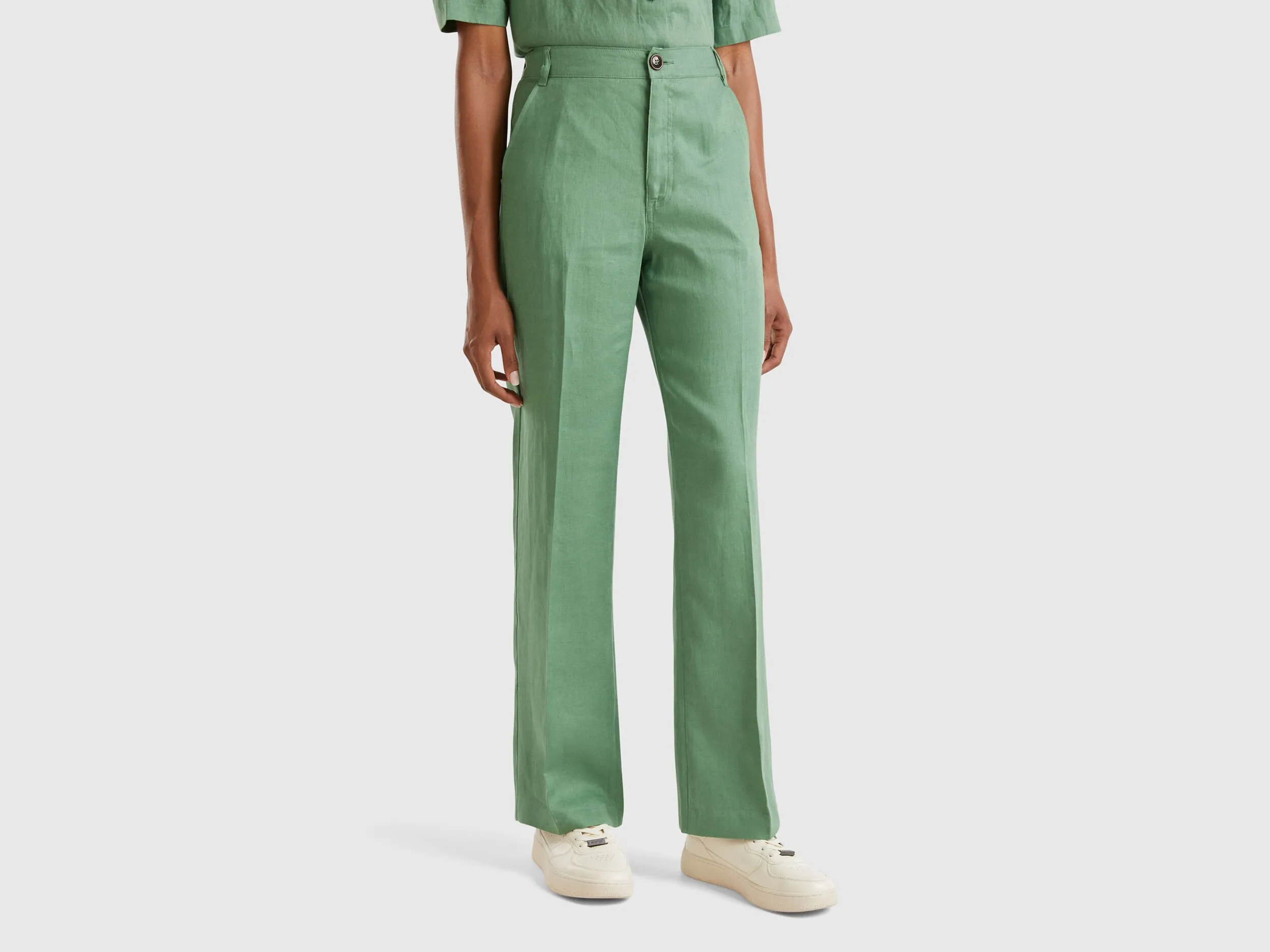Pantalón recto de puro lino