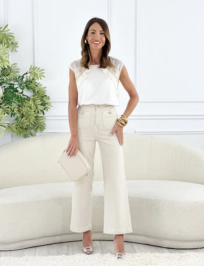 Pantalon straight beige new