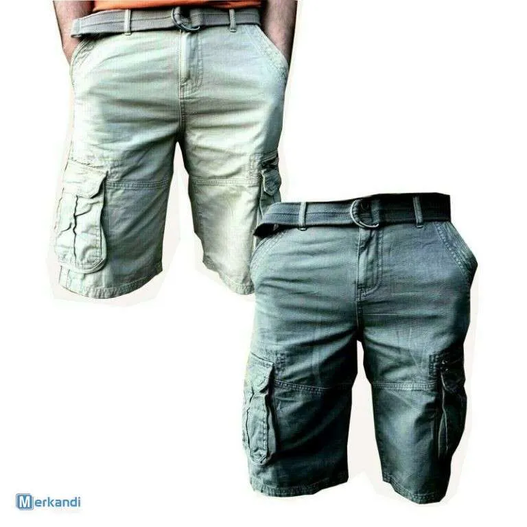 Pantalones cortos para hombre Cargo Combat Pantalones hasta la rodilla Cinturón de 6 bolsillos Talla grande