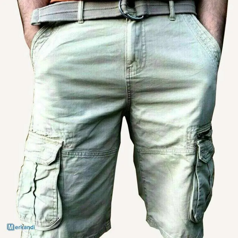 Pantalones cortos para hombre Cargo Combat Pantalones hasta la rodilla Cinturón de 6 bolsillos Talla grande