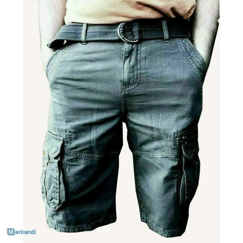Pantalones cortos para hombre Cargo Combat Pantalones hasta la rodilla Cinturón de 6 bolsillos Talla grande