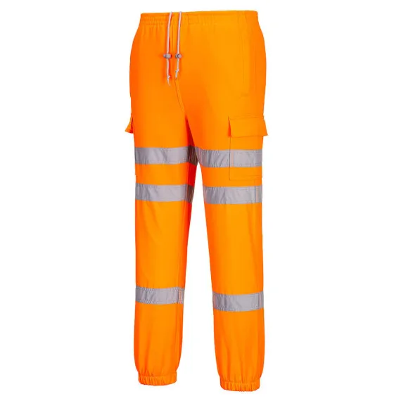 Pantalones deportivos de alta visibilidad de cintura elástica naranja flúor Three Band PORTWEST RT48