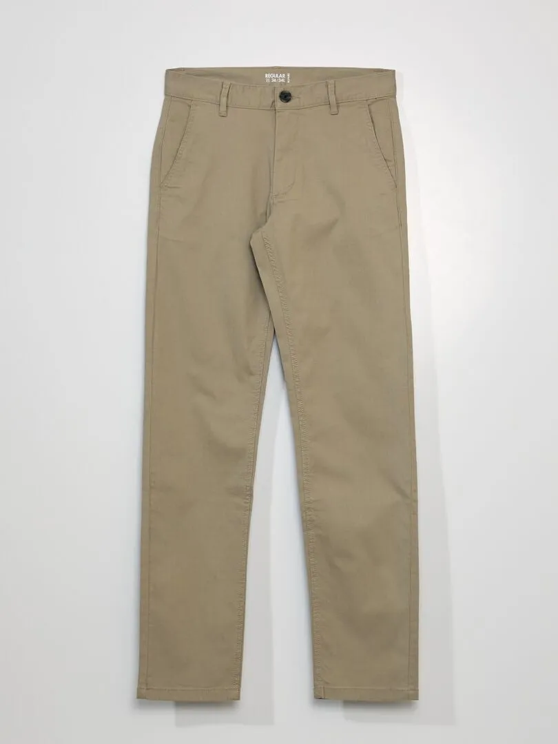 PANTALóN CHINO DE ALGODóN ELáSTICO L34  BEIGE