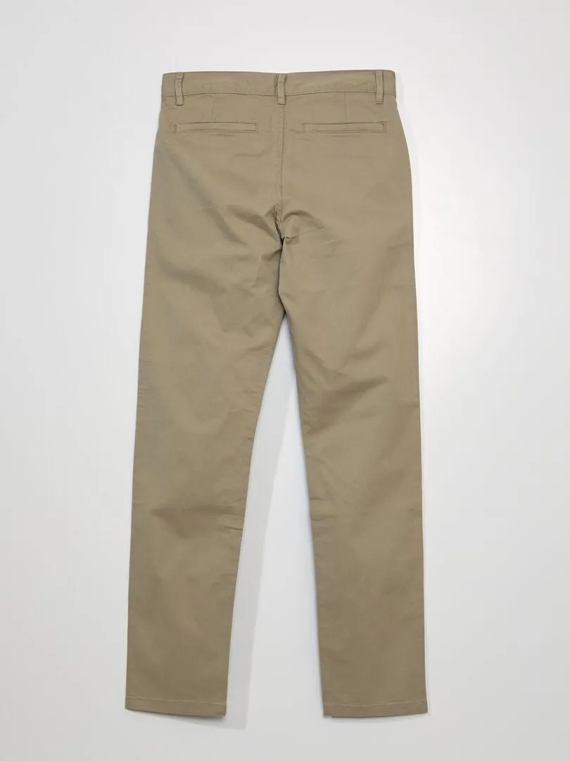 PANTALóN CHINO DE ALGODóN ELáSTICO L34  BEIGE