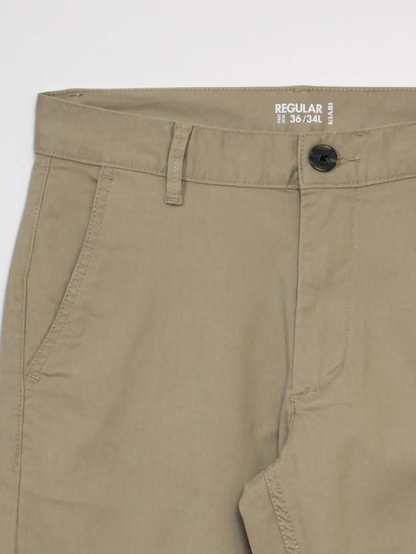 PANTALóN CHINO DE ALGODóN ELáSTICO L34  BEIGE
