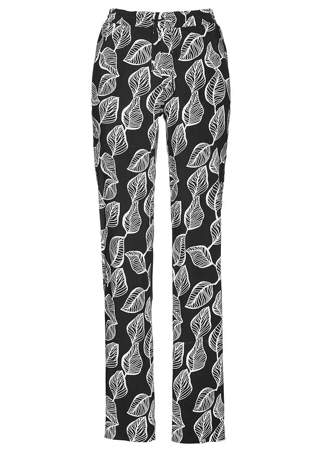 PANTALóN CON CINTURA ELáSTICA NEGROBLANCO ESTAMPADO