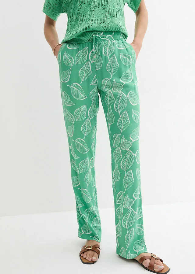 PANTALóN CON CINTURA ELáSTICA NEGROBLANCO ESTAMPADO