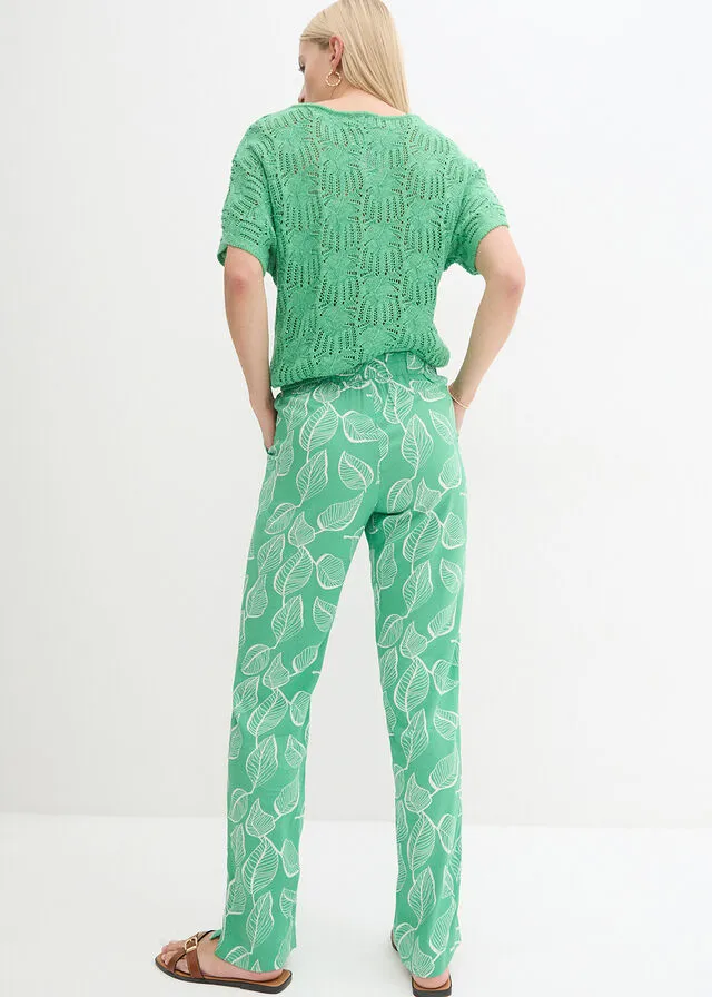 PANTALóN CON CINTURA ELáSTICA NEGROBLANCO ESTAMPADO