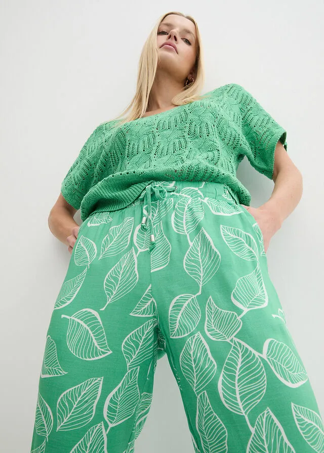 PANTALóN CON CINTURA ELáSTICA NEGROBLANCO ESTAMPADO