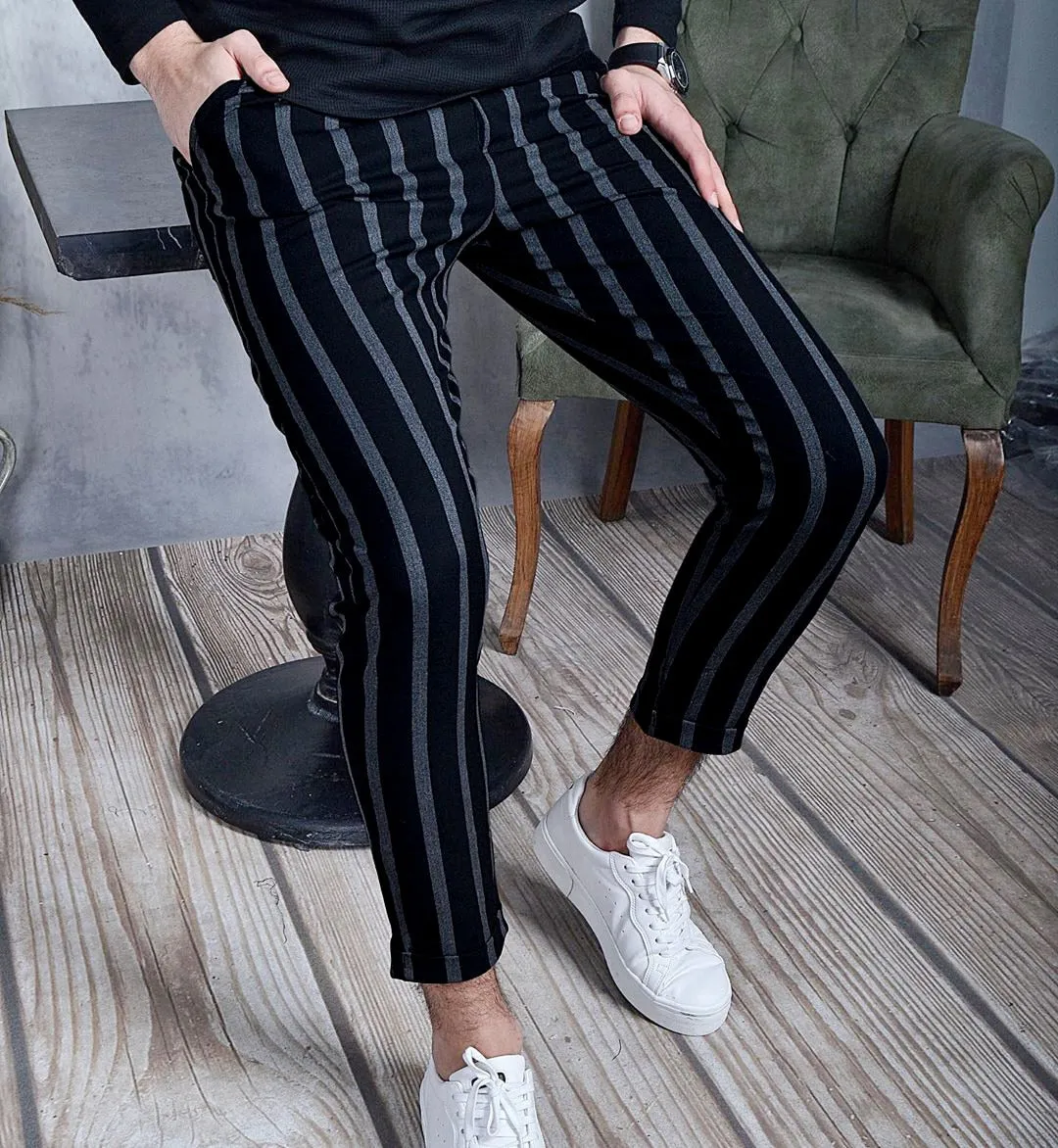 Pantalón Estampado A Raya Para Hombre