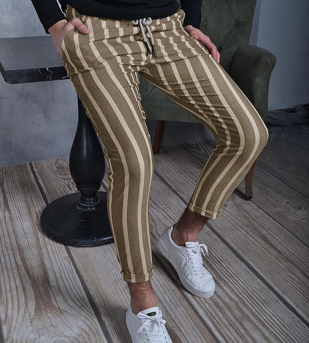 Pantalón Estampado A Raya Para Hombre
