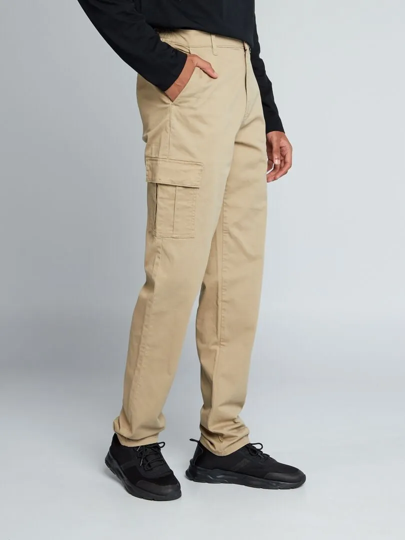 PANTALóN RECTO MULTIBOLSILLOS +1,90 M  L38  BEIGE