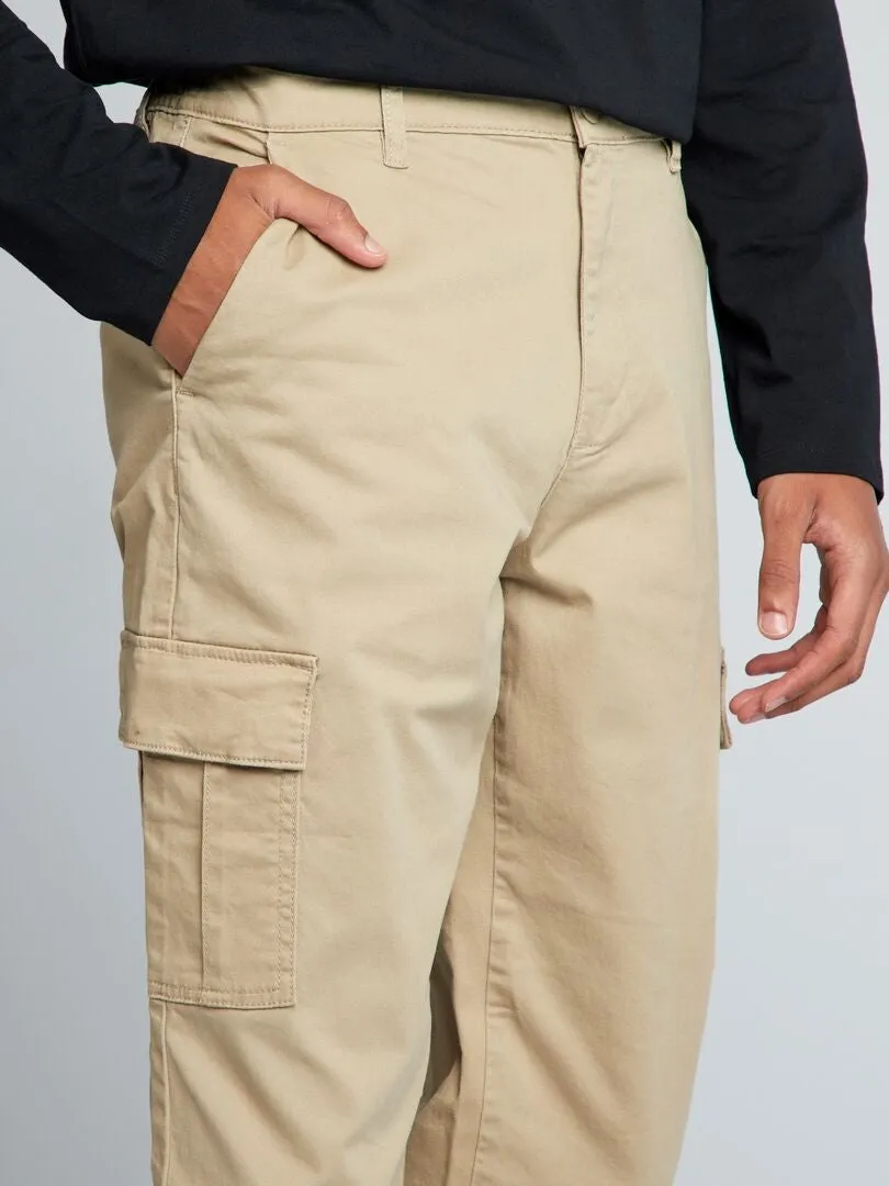 PANTALóN RECTO MULTIBOLSILLOS +1,90 M  L38  BEIGE