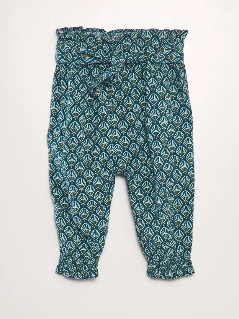 PANTALóN SAROUEL CON ESTAMPADO  AZUL